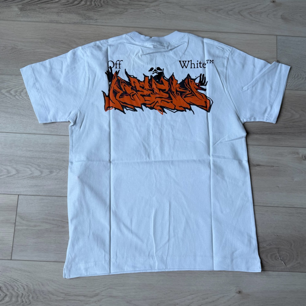 OFF-WHITE Neen Graffiti OW Logo T-Shirt Black Multi Size Small NWT
